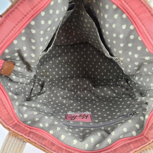 Fossil coral colour Fabric & Leather Tote Purse. - Picture 6 of 12